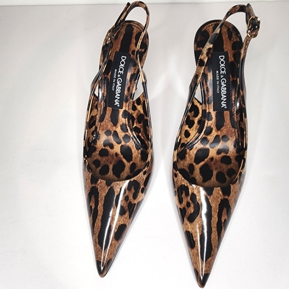 Dolce and Gabbana womens leopard print pointed toe sling back pump size 39 - Picture 3 of 6